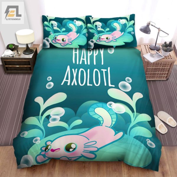 Snuggle With Smiles Happy Axolotl Duvet Bedding Set elitetrendwear 1