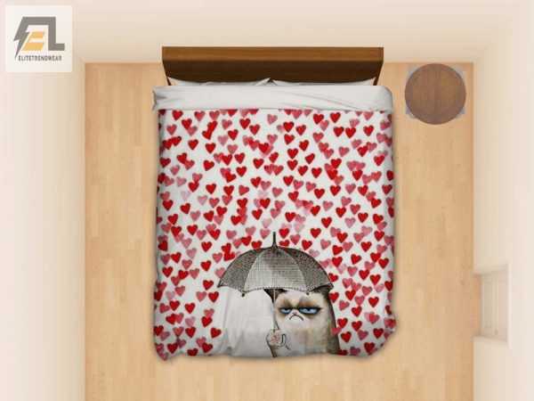 Cozy Up With Humor Grumpy Cat Heart Umbrella Duvet Set elitetrendwear 1