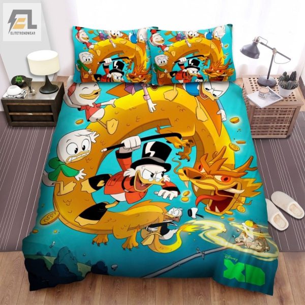 Ducktales Golden Dragon Bedding Sets Duvet Cover Flatsheet Gift For Christmas Thanksgiving Halloween elitetrendwear 1