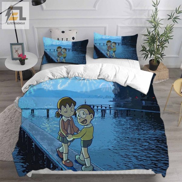 Doraemon Bedding Sets Gift For Wife Husband Besties elitetrendwear 1